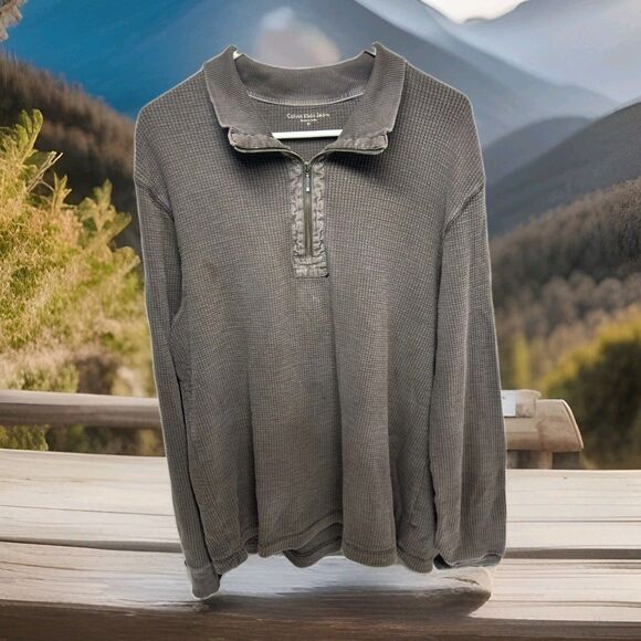 Calvin Klein Sweater Men's XL Brown Pullover 1/4-Zip Long Sleeves - Picture 1 of 3